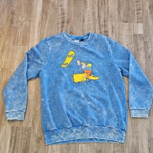 The Simpsons mens licensed blue crew neck sweatshirt Bart graphic XXL